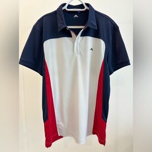 J.Lindeberg Men's Polo in Navy, White, and Red
